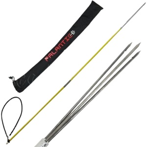 image:imageScuba Choice 5 Travel Spearfishing Pole Spear TwoPiece Fiberglass with 3Prong Paralyzer Tip amp StainlessSteel Barb Black Rubber Sling wCarry Bag for Ice Spearfishing amp Underwater Hunting